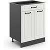 Vicco Mobiletto base per cucina R-Line, Bianco country, 60 cm | Frontale in MDF · Senza piano di lavoro · Piedini regolabili in altezza · 2 Ante · ✓ Facile accesso