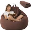 CAIEJSAEN Fodere per pouf lavabile, XL Bean Bag per adulti, grigio, per esterni e soggiorno, 100 x 120 cm, senza imbottitura (caffè)