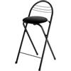 Soayone Sgabello Bar Pieghevole con Schienale, 61 cm Sgabello Alto Cucina con Seduta Imbottita in Velluto Nero, Struttura in Metallo, Sedia Bar Salvaspazio per Cucina, Bancone e Isola, 1 Pezzo