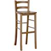 OKAFFAREFATTO MADDALONI Sgabello Alto da Bar in Legno Massello Noce Chiaro con Schienale H80cm, per Cucina Bancone Ristorante