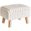 Aibiju Poggiapiedi con Contenitore, Pouf Rettangolare in Velluto con Gambe in Legno, Sgabello per Cambiarsi le Scarpe con Seduta Imbottita, Tavolino, per Ingresso, Soggiorno, Bianco YD-JD152W