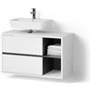 Livinity Mobile sottolavabo per bagno Vomano, Bianco, 100 x 60 cm | 2 Cassetti · Sospeso a parete · Apertura per sifone · Per prodotti per la cura e accessori da bagno