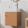 KAZZIO Mobile da bagno con mobiletto per lavabo, 46 cm, mobile da appendere, piccolo mobile per il bagno degli ospiti (legno naturale)