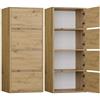 BDW Cassettiera moderna ALMA con 4 ante, 50 x 119 x 40 cm, cameretta dei bambini, soggiorno, corridoio, sistema Tip-ON - Rovere Artisan
