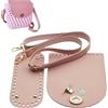 Generico 3 pz Kit per Realizzare La Base di Una Borsa all'Uncinetto con Fondo Ovale in Pelle PU con Patta Superiore Tracolla Regolabile Accessori Fai da Te per Lavorare A Maglia Una (Rosa)