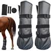 Uanqfegy 2 Pezzi Stivali da Cavallo Scarpe da Zoccoli in PVC Riutilizzabili con Cinturino Regolabile Stivali da Ghiaccio per Cavalli per Ammollo Ferite Infezioni, 20x8 Pollici, Nero