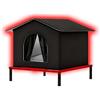 FLYIFE Cuccia da Esterno per Gatti Impermeabile e Termica - Casetta Isolata Invernale con Pavimento Rialzato 7 cm e Porta Antivento, Rifugio Caldo per Gatti Randagi in Giardino o Cortile (Black,Size M)