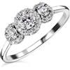 TJC Moissanite anello di fidanzamento da donna in trilogy halo design platino e oro placcato oro 925 anello nuziale da donna con confezione regalo