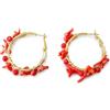 MAJALE _ Orecchini a cerchio da donna con strass color corallo e rosso, in acciaio inox ipoallergenico, resistenti all'acqua, orecchini estivi eleganti e affascinanti