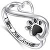 Flyow Anelli zampa per cani, zampe di gatto, in argento Sterling per donne e ragazze, amanti degli animali