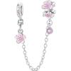 LNQOBU Catena di Sicurezza in Argento 925 per Charms Bracciali Ciondoli Perline,Ciondolo a forma di cuore in silicone con Chiusura a Clip, Compatibile con i Braccialetti Pandora
