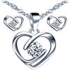 Yumilok - Parure di gioielli con collana e orecchini da donna, in argento sterling 925, con cuore e zirconi, Argento sterling