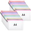 Thboxes 24 cartelline portadocumenti A4, in PVC, con chiusura lampo | Buste portadocumenti impermeabili con passante per appendere, con cerniera, per documenti, ufficio, scuola