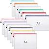 Thboxes Confezione da 12 Portadocumenti A4, Cartellina con Zip, Etichette con Anello Sospeso, Borse Portadocumenti in PVC Impermeabili, Borsa con Zip per Documenti, Ufficio, Scuola