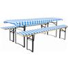 Brandsseller Set Birreria 3 pezzi - 2 Cuscini imbottiti per Panche 220x25 cm e 1 Tovaglia 240x90 cm - Ideale per Sagre, Giardino, Feste all'aperto - Blu Baviera