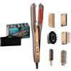 Cecotec Piastra e Asciugacapelli per Capelli AirLisse 6in1 iTwerk Champagne. 1000 W, 112000 rpm, Piastre Vibranti, Doppia Piastra Riscaldante, Tecnologia Infrarossi, 3 Modalità, Plasma, 6 Accessori