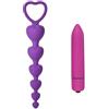 CIONIC Plug anale Plug anale in silicone con mini vibratore cuore perline massaggiatore stimolante del punto G ano masturbazione giocattolo del sesso anale per adulti (con vibratore-P)
