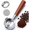 Rehomy Portafiltro Senza Fondo 54mm 3 Orecchie per Breville 870/875/878 & Sage Barista Express, Bottomless Portafilter in Acciaio Inox con Manico in Legno, Puck Screen e Dosatore Caffè