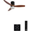 CREATE / WINDCALM S/Ventilatore da soffitto ABS con luce nero pale effetto legno scuro con controllore e telecomando / 40W, Temporizzatore, Ø112 cm, funzione estate-inverno