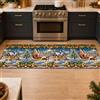 Generico Tappeto Cucina Antiscivolo Lavabile a Mano con Panno Umido, Disponibile in Varie Metrature, Tappeti per Cucina Sopra Microfibra Sotto Gomma Antiscivolo (Sfondo Natale Blu, 52x200cm)