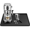 Khongoo Tappetino per macchina da caffè con bordo, 48 x 30 cm, in silicone, per macchina da caffè Barista, compatibile con De'Longhi Magnifica, EQ.6 e LatteGo, facile da pulire, nero