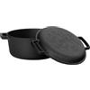 4BIG.fun Casseruola in ghisa con coperchio Ø 24 cm - 4 l - Rostiera con Manici tradizionale in ghisa 2 in 1 - Cocotte Per induzione, per pane, per zuppe