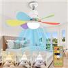 BomKra Ventilatore da Soffitto Con Luce e Telecomando, E27 Plafoniera Led Soffitto Super Silenziosa, Lampadario con Ventilatore da Soffitto, Velocità, Luminosità, Memoria, Tempistica