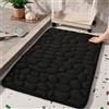 Mozzeilee - Tappeto da bagno in memory foam, super assorbimento d'acqua, extra morbido per vasca da bagno e lato doccia, antiscivolo, lavabile in lavatrice, tappetino per bagno per corridoio (Nero, 50