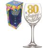 Generico bicchiere Calice da Vino in Vetro per 80° Compleanno, Decorato con Glitter, con Scatola Regalo, Design Elegante per Feste