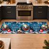Generico Tappeto Cucina Antiscivolo Lavabile a Mano con Panno Umido, Disponibile in Varie Metrature, Tappeti per Cucina Sopra Microfibra Sotto Gomma Antiscivolo (Merry Christmas Blu, 52x200cm)