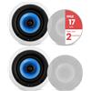 Pyle Diffusori da parete/soffitto Pyle - Doppi diffusori da incasso per soffitto, mensola e parete - Diffusori Bluetooth da 250 watt - Robusto stereo a 2 vie in bianco