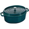 STAUB Arrosto/cocotte in ghisa, ovale 37 cm, 8 L, funzione pioggia aromatica, adatto a tutti i tipi di piano cottura, La Mer