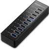 Amazon Basics - Hub USB, hub USB-A 3.1 con 10 porte e adattatore di rete - 65 W