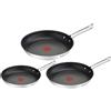Tefal Set di padelle Tefal Duetto 3 pezzi, 20/24/28 cm, rivestimento antiaderente, adatto a tutti i tipi di piano cottura, anche per piani a induzione, acciaio inox/nero