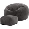 Icon Beanbags icon Borsa a sacco classica con sgabello, poltrona a sacco in corda per il salotto, grigio - Germany