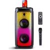 Intempo Altoparlante Bluetooth con microfono Scatola musicale con illuminazione d'atmosfera - Scatola per feste e microfono per karaoke - Ingressi Bluetooth, Aux e USB - Facile da trasportare con maniglia - Nero