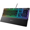 SteelSeries Apex 3 - Tastiera da gioco - Illuminazione RGB a 10 zone - Poggiapolsi magnetico di alta qualità - Layout tedesco (QWERTZ)