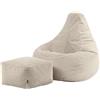 Icon Beanbags icon Bean Bag Bean Bag Dalton con sgabello, Beige, Corda, Grande, Beanbag per il soggiorno, la camera da letto, Sedia a sacco per adulti - Germany