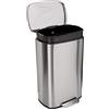 Amazon Basics Contenitore per rifiuti rettangolare Amazon Basics da 50 litri per la cucina, con pedale in acciaio inossidabile - Chiusura ammortizzata con coperchio, adatto per cucina, bagno o ufficio, capacità di 13,2 galloni, finitura in nichel satinato