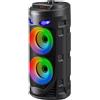 Defender Altoparlante Defender Crashboom Bluetooth 16W, con supporto MP3/FM/SD/USB/Aux/TWS/LED/Microfono/Display LCD, ideale per karaoke, colore nero, incluso microfono e telecomando