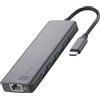 Cellularline Hub Pro USB Tipo-C auf USB Tipo-A, 2x USB Tipo-C, HDMI, LAN, SD