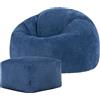 Icon Beanbags icon Borsa a sacco classica con sgabello, borsa a sacco in corda per il soggiorno, blu denim - Germany