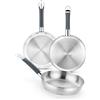 BRA Master | Set di 3 padelle in acciaio inossidabile senza rivestimento antiaderente 20-24-28 cm