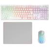 Mars Gaming MCPWXWFR, wireless, connessione wireless RF + USB, tasti a membrana, layout AZERTY, illuminazione RGB LED, colore bianco