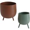 DRW Verlag Set DRW composto da 2 vasi da fiori con base in metallo, nei colori marrone e verde, con dimensioni di 21 x 21 x 25 cm e 16 x 16 x 20 cm