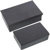 DRW Verlag Set DRW composto da 2 scatole rettangolari in alluminio, intagliate, di colore nero, con dimensioni rispettivamente 23 x 14 x 7 cm e 28 x 18 x 8 cm. Materiale: metallo. Dimensioni: 23x14x7 cm e 28x18x8 cm