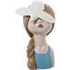 DRW Verlag Scultura in resina raffigurante il busto di una ragazza con una colomba, dimensioni 19x19x32 cm