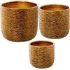 DRW Verlag Set DRW composto da 3 vasi rotondi in Vetroceramica, color oro, con le seguenti dimensioni: Ø 30 x 28 cm, Ø 25 x 24 cm e Ø 20 x 19 cm