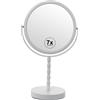 DRW Verlag Specchio DRW con base rotonda, ingrandimento 7x, metallo, bianco, 18 x 12 x 32 cm