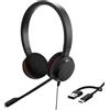 GN Cuffie stereo Jabra Evolve 20 - Cuffie certificate Microsoft per softphone VoIP con cancellazione passiva del rumore - USB-C/A - Nero